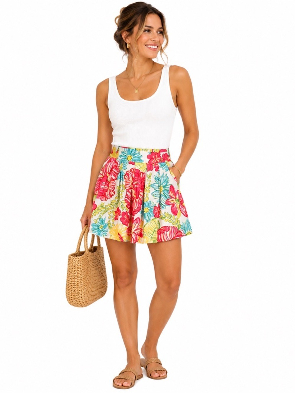 Lilly Pulitzer Neon Hibiscus Floral Skirt Lined Size 2 Bright Resortcore Style